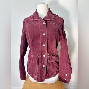 Eddie Bauer Wine Red Burgundy Women's Button Up Corduroy Jacket M